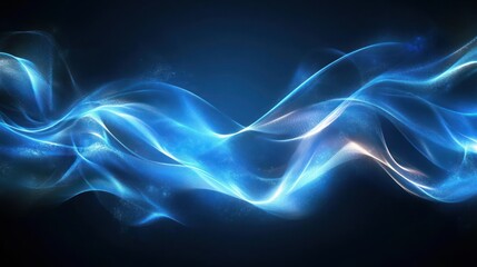 Obraz premium Blue energy waves flow, dark background, abstract design