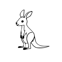 Cartoon of Kangaroo, Black & White