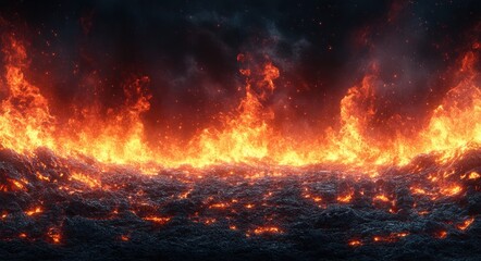 Flames and Glowing Embers Charcoal for Barbecue Cookout Background