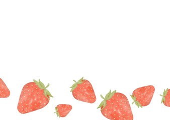 イチゴの水彩フレーム素材壁紙