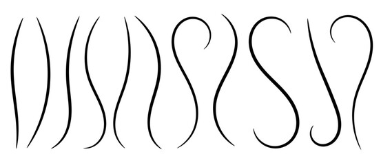 Set of Swoosh vector hand drawn lettering underlines lines. Swoosh elements, and swoop underline typography tails shape in flat styles. Curved element lines