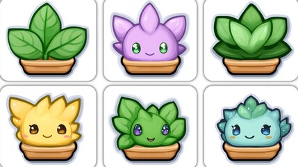 Adorable Potted Plant Creatures Colorful Illustrations