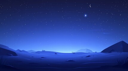 Fototapeta premium Serene Nightscape Starry Sky Over a Snowy, Mountainous Plain