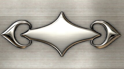 Elegant Silver Metal Emblem Design On Brushed Background