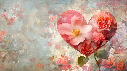 A Vibrant Heart Adorned with Colorful Flowers Symbolizing Love and Beauty in an Artistic Expression of Emotion and Nature Captured on Canvas