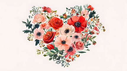 Beautiful Heart Shaped Arrangement of Colorful Flowers Representing Love and Affection in a Romantic and Enchanting Floral Design Setting