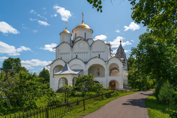 View of the Cathedral of the Intercession of the Most Holy Theotokos on the territory Holy Intercession (Pokrovsky) Convent on a sunny summer day, Suzdal, Vladimir region, Russia