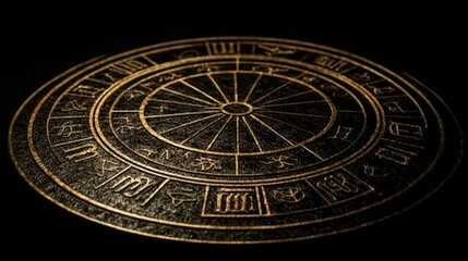 Fototapeta premium Ancient Astrological Circle Mysterious Gold Design