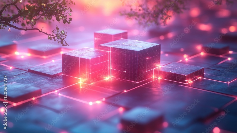 Aufkleber 3D Flowchart Representation Modern Business Process Workflow and Design Concept