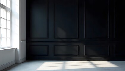 Elegant Black Wall Interior Design with Sunlight