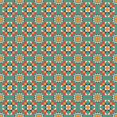 Nyonya Tiles Pastel Green Geometric Seamless Pattern.
