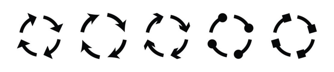 Reduce icon set. Circular reduce, eco green, recycle symbol set - Vector