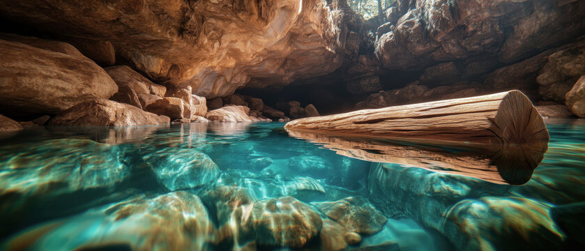 Exploring a serene water cave nature's hidden gem underwater view
