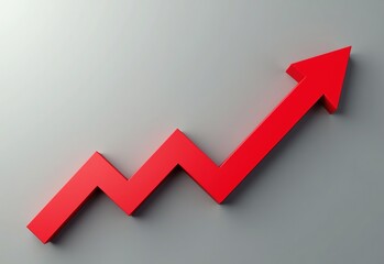 Sharp and Detailed Red Upward Arrow Graph: Ideal for Business Presentations and Marketing Materials