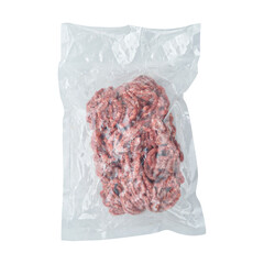 Grass-Fed Minced Beef Vacuum-Sealed Packaging on White Surface