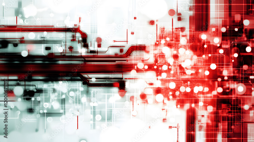 Aufkleber Abstract digital design with red and white elements creating a dynamic visual pattern