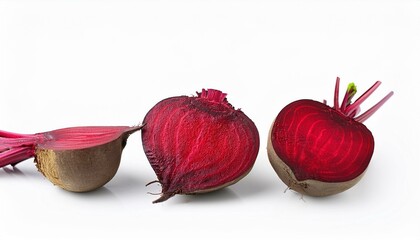 Vibrant red beetroots, halved and ready.