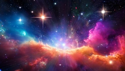 Vibrant nebula bursts with cosmic energy.