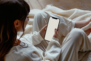 Woman Browsing Photos on Social Media App, Persons Name on Screen is Made Up