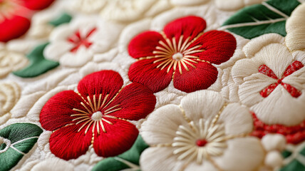 和風クラフトアート｜フェルトで作られた色鮮やかな花々。和柄、和風、日本、ハンドメイド,アジア,