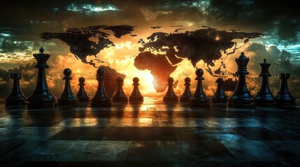 Global Strategy: A Chessboard at Sunset