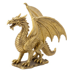Golden Dragon Figurine Showcasing Mythical Fantasy Sculpture Art, transparent background PNG