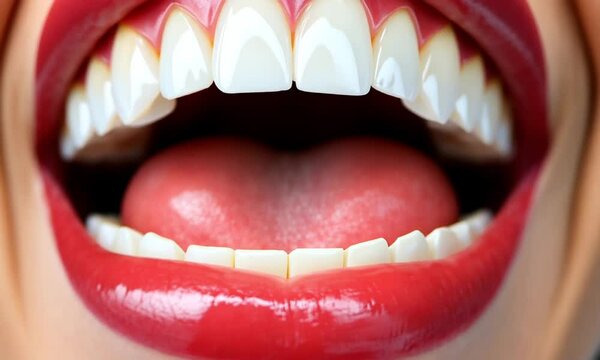 close up of mouth with braces