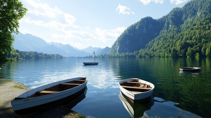 Obraz premium Serene Lake and Mountain View