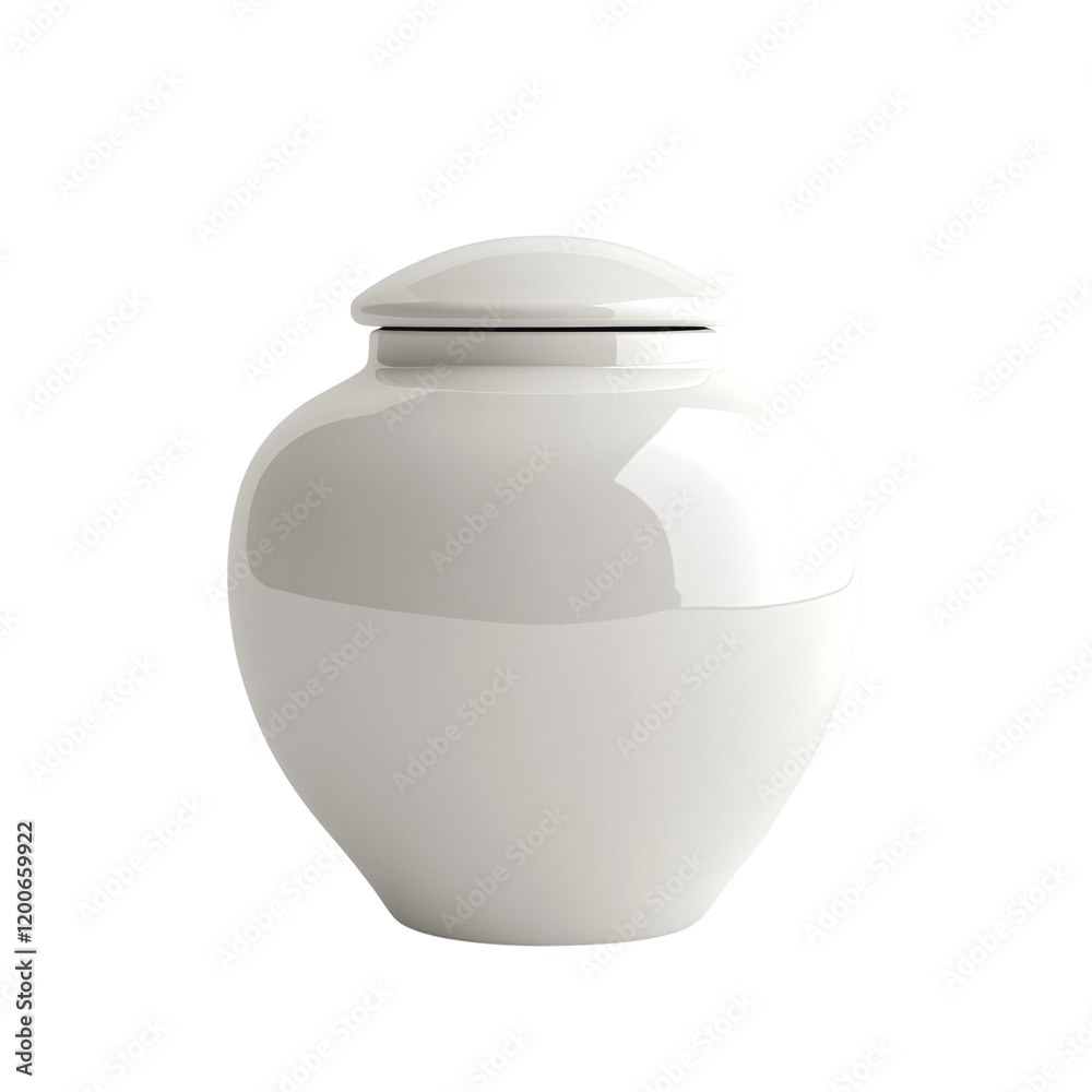Aufkleber the image shows a simple white ceramic jar with a lid against a plain white background. it appears t