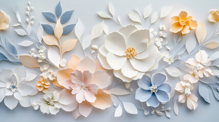 Fototapeta premium pastel color flowers illustration wallpaper background