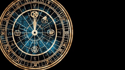 Obraz premium Antique Celestial Clockface Design, Mystical Timepiece