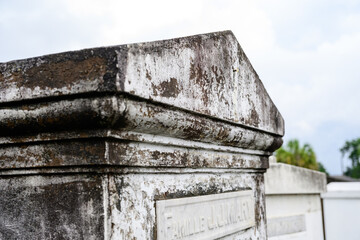 Old concrete tombs in cemetery New Orleans halloween