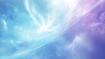Fantasy White Bird in Ethereal Blue and Purple Sky