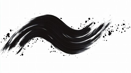 Abstract Black Ink Wave: A dynamic, flowing black ink wave with expressive brushstrokes and splatters creates a visually striking abstract artwork.