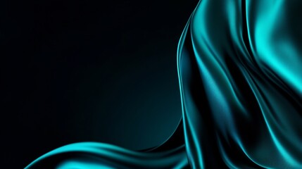 Fototapeta premium Teal Silk Drape: Abstract Elegance in Dark Teal