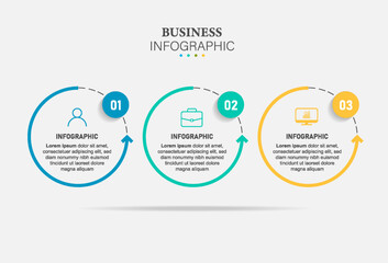 Timeline infographic design element and with 3 steps. For workflow layout, diagram, annual report, web design. Vector business template for presentation.