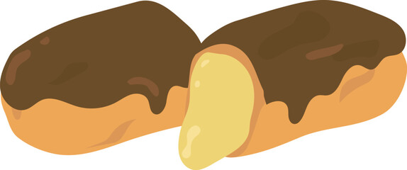 チョコレートのかかったエクレア　断面