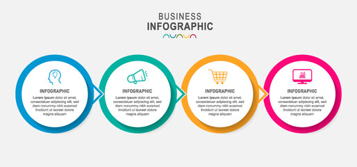 Timeline infographic design element and with 4 steps. For workflow layout, diagram, annual report, web design. Vector business template for presentation.