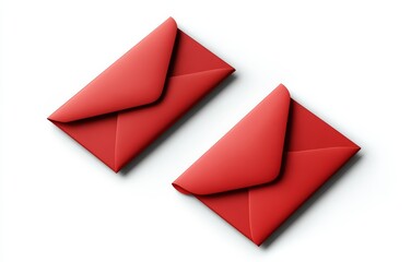 Two red envelopes isolated on white background.