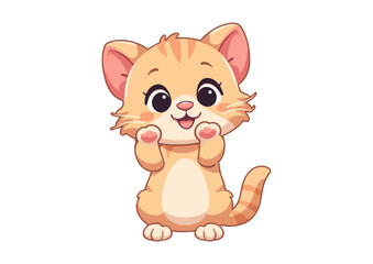 Cute cat 1Cute Cartoon Orange Cat Sitting, Fluffy Vector.ai