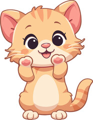 Cute Cartoon Orange Cat Sitting