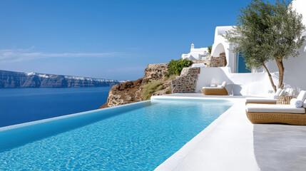 Fototapeta premium stunning infinity pool overlooking ocean and cliffs