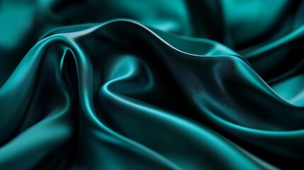 Obraz premium Teal Silk Drapery: Luxurious Texture and Deep Emerald Hues