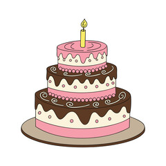 Happy birthday Cake isolated, Birthday Cake vector illustration, Cake clipart Design
