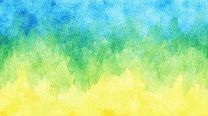 Naklejka premium Abstract watercolor summer landscape, blue green yellow gradient, nature background, design element