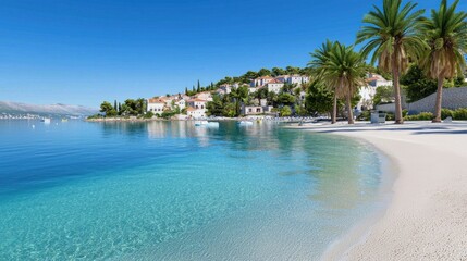 Fototapeta premium Serene Beach with Crystal Clear Water