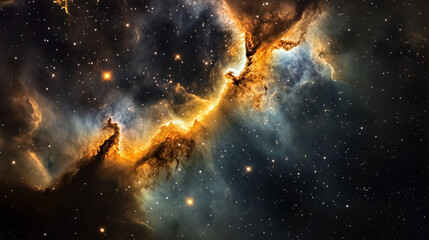 Naklejka premium 壮大な星雲と宇宙の神秘｜銀河系、天体観測、星空の絶景