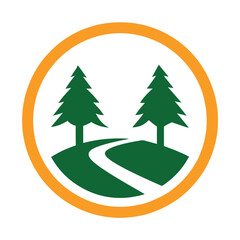 Scenic Landscape with Trees and Path Vector Design.