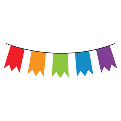 Obraz premium Happy birthday Bunting isolated, Birthday Bunting vector illustration, bunting banner clipart Design 