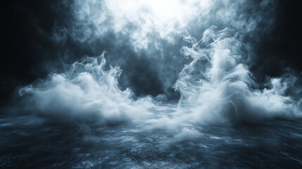 Fototapeta premium Mystical mist smoke. Swirling smoke in dark and light symphony